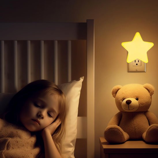 Veilleuse bébé petite fille dort dans sa chambre