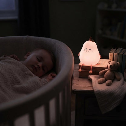 Veilleuse bébé poire lumineuse bébé dort paisiblement