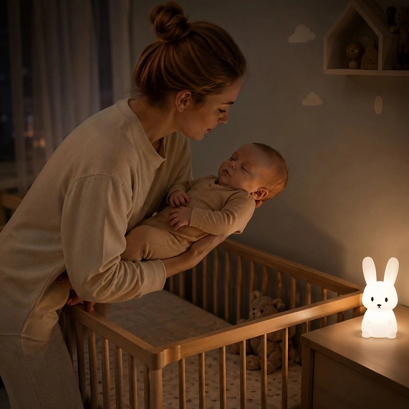 Veilleuse lapin lumineuse bebe dort