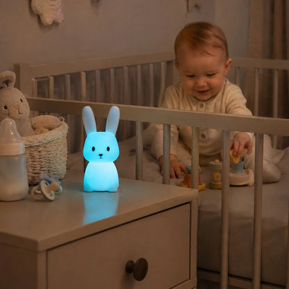 Veilleuse lapin lumineux en bleu