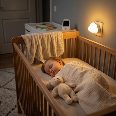 Veilleuse murale nuage bébé dort