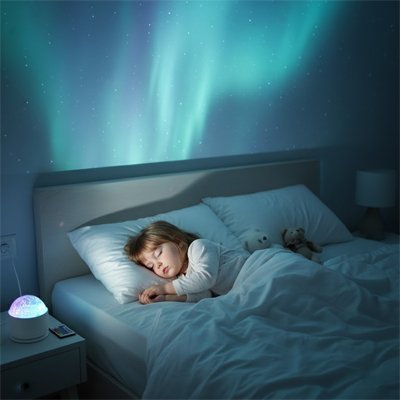 Veilleuse projection petite fille dort paisiblement